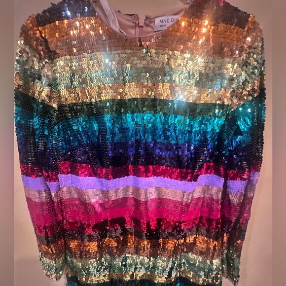 NWTs Mac Duggal 93724 Evening Dress Rainbow Sequin Mini Size 6 - Picture 5 of 10